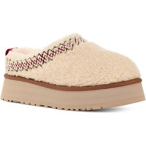UGG Women's Cream and Tan Slippers with Red Accent